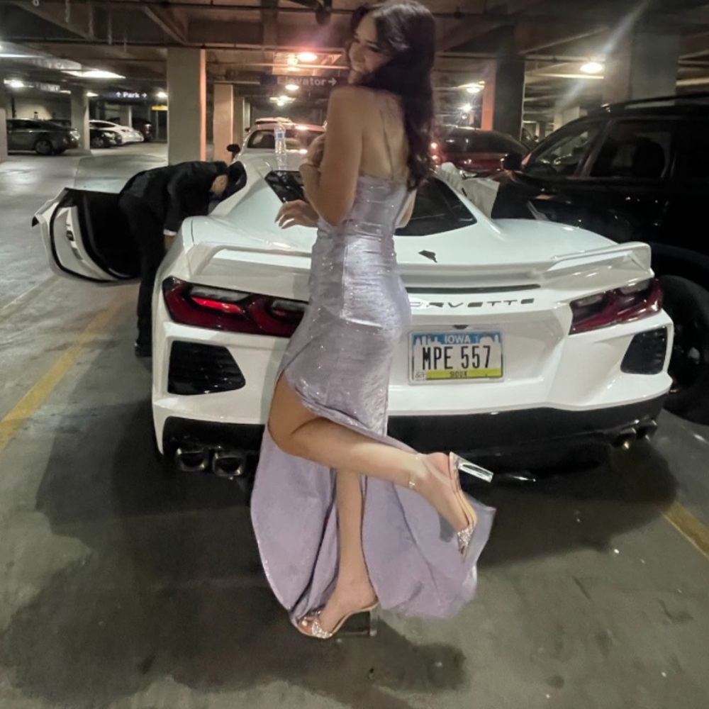 purple sparkly prom dress
